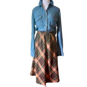 Vintage Wool Blend Plaid Skirt Size 12